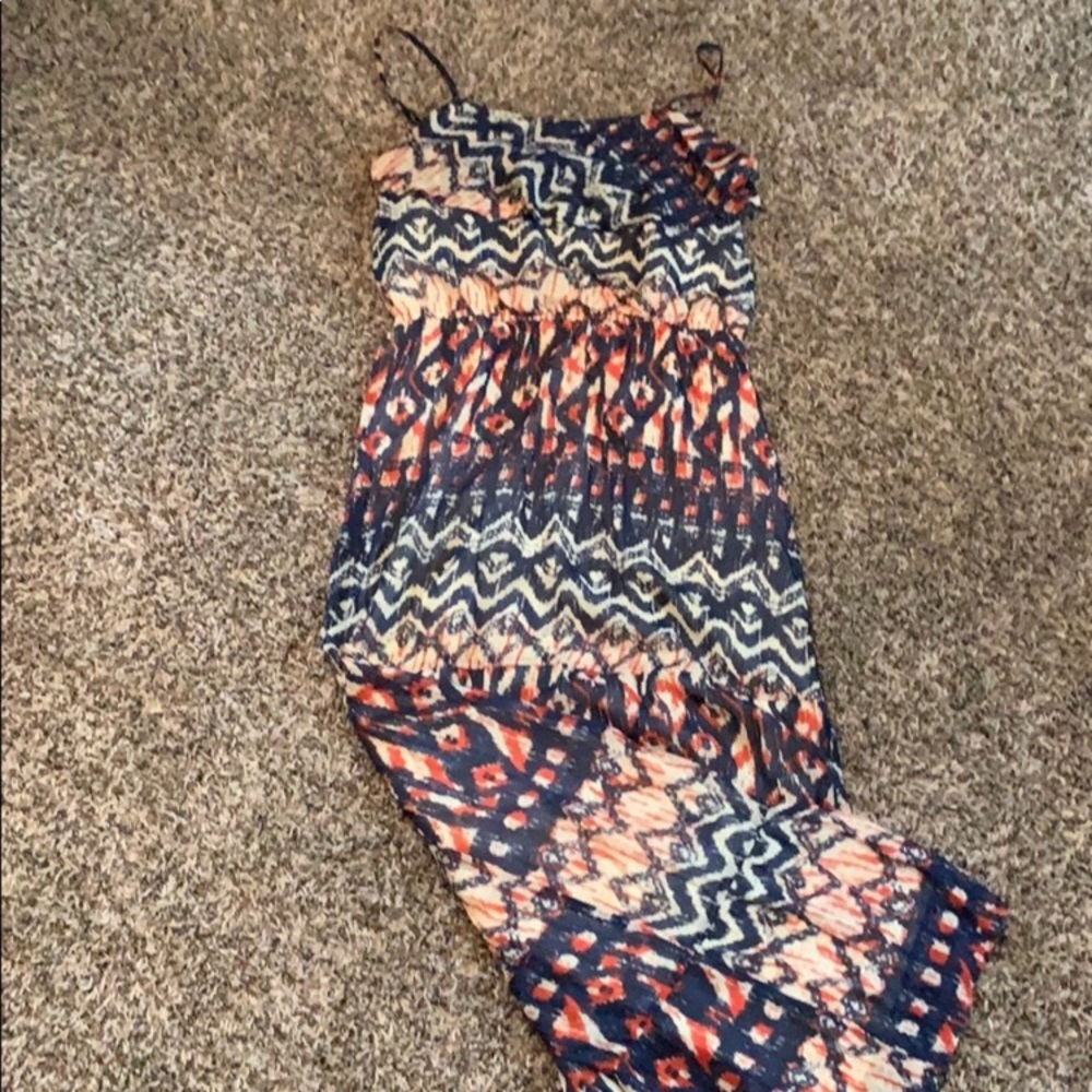 Orange, Blue, Cream Maxi, Carla size 12